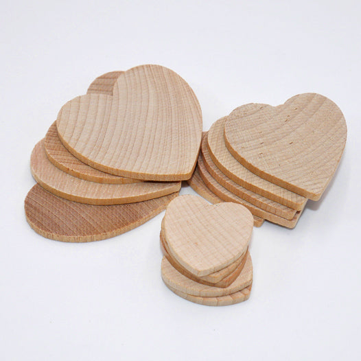Set Of 14 Small Wooden Heart Shapes – Oddity House